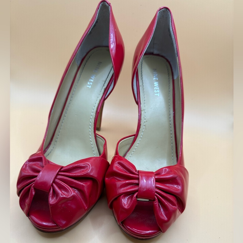 Bright Red Patent Leather Nine West Stilettos
